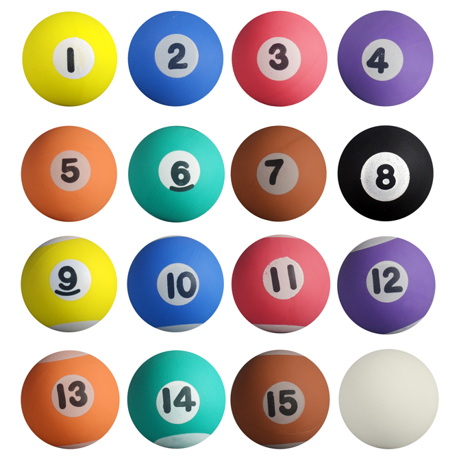 16 pool billiard balls super bouncy balls super balls FULL POOL BALL SET 1''/27m 