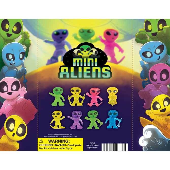 ETC LOT OF 100 WHOLESALE NEON MINI ALIENS FIGURES CARNIVAL PARTY BAGS VENDING 