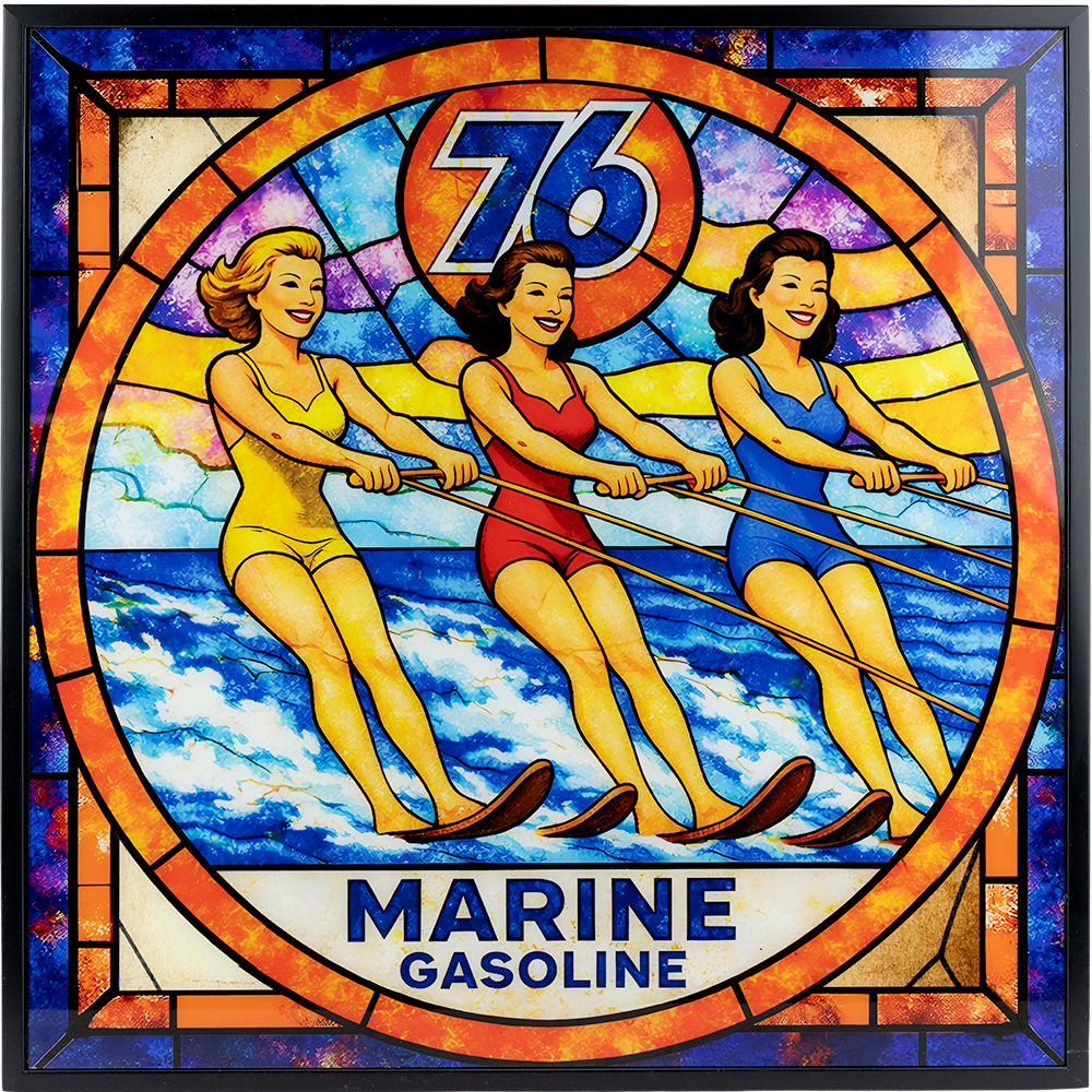 Union 76 Marine Gasoline Stained Glass Plastic Sign 20x20 (4pcs)