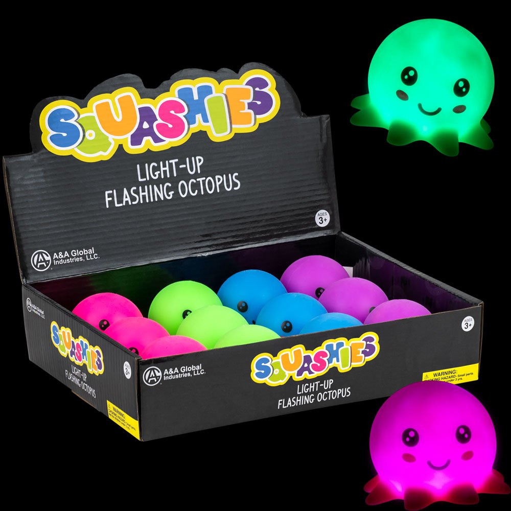 Light-Up Flashing Octopus 2.5in Asst (12pcs)