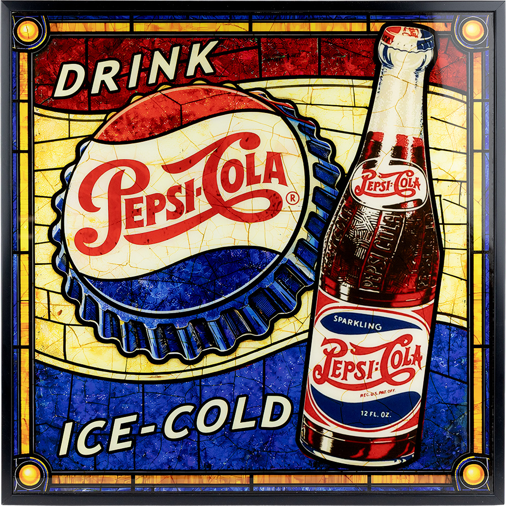 Pepsi Vintage Stained Glass Plastic Sign 20x20 (4pcs)