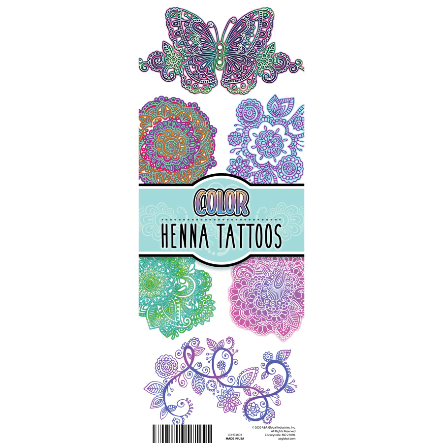 Henna Colors Tattoos Display Card
