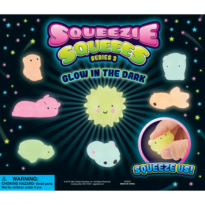 Squeezie Squeees Display Card (Glow in the Dark Series)