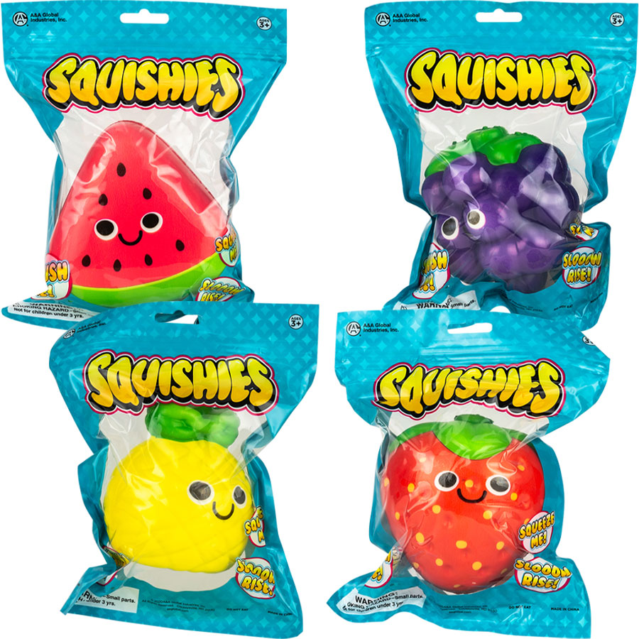 Squishy Bagged Funny Face Fruit 4.5in (12pcs)