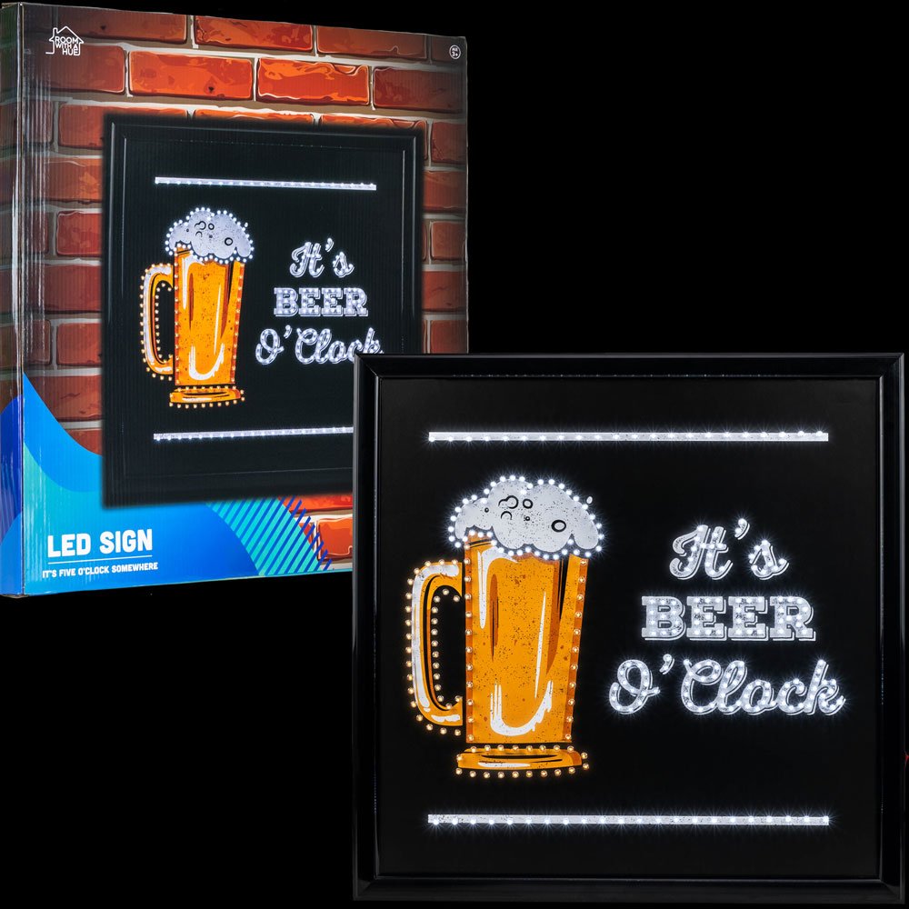 LED Sign Beer O'Clock with Acrylic Cover 19in x19in