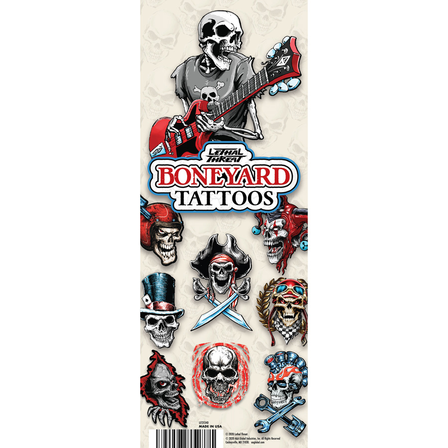 The Boneyard Skull Tattoos by Lethal Threat® Display Card