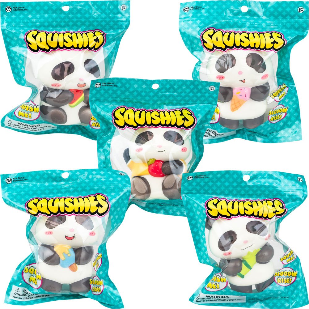 Squishy Bagged Panda 4.5in Asst (12pcs)