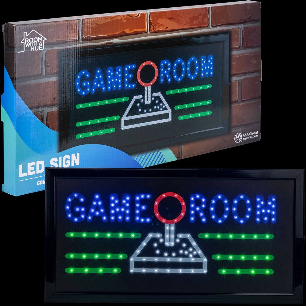 LED Sign Gameroom with Joy Stick 10in x 19in