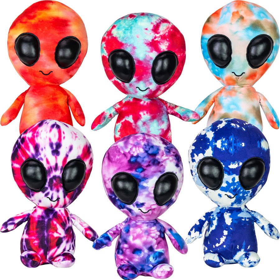 Jumbo Tie Dye Alien Plush 11.5in Mix (42pcs)