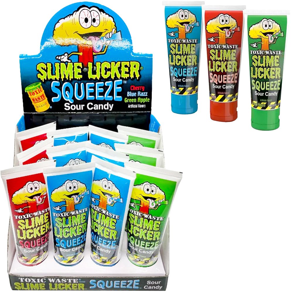 Toxic Waste Slime Licker Sour Squeeze Candy Asst (12pcs)