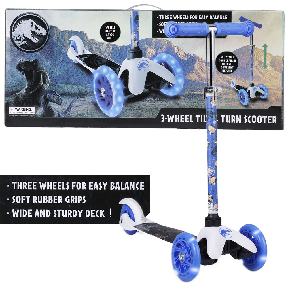 Jurassic Park 3-Wheel Tilt & Turn Light Up Scooter