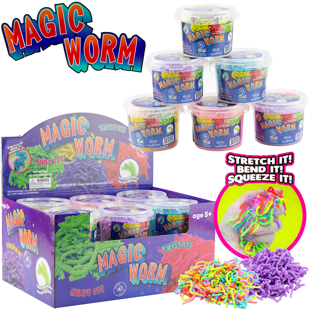 Magic Worms in Jumbo Canister Asst. Color Mix (12pcs)