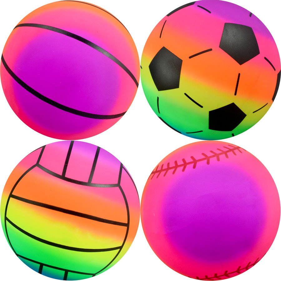 6in Inflatable Rainbow Sports Vinyl Balls (100pcs)