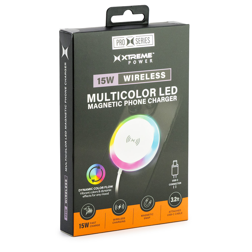 Multicolor LED Magnetic Wireless Phone Charger 15W