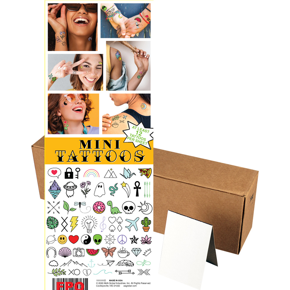 Mini Temporary Tattoos in Folders (300pcs)