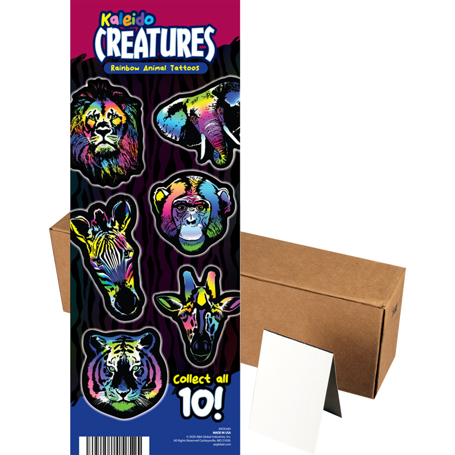 Tie Dye Animal Tattoos in Folders (300pcs)