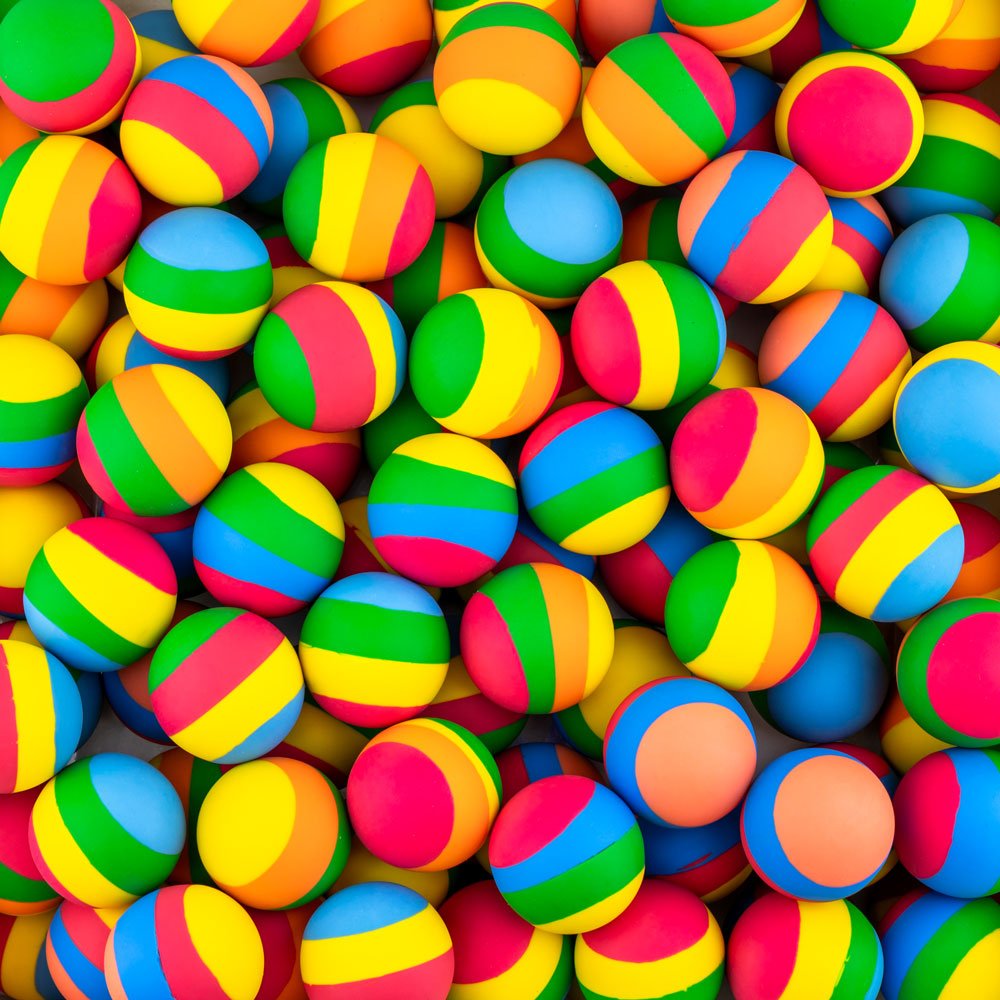 32mm 4 Color Rainbow Hi-Bounce Balls (100 pcs)