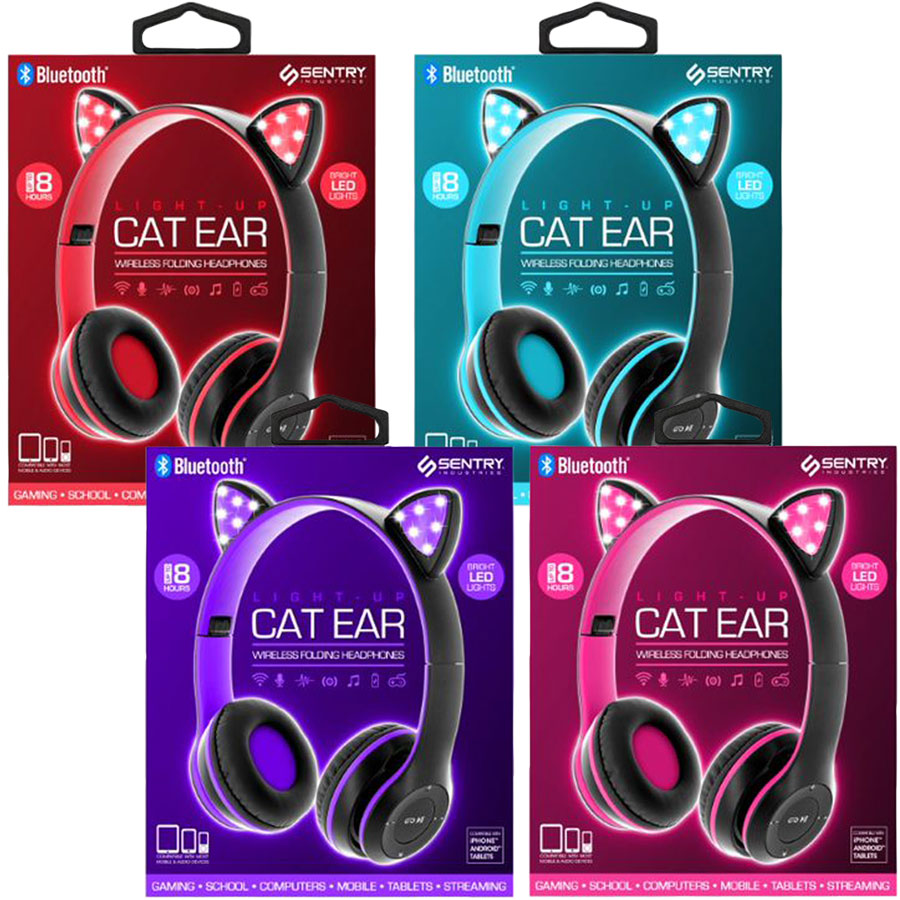 Cat Ear LED Bluetooth Headphones Asst