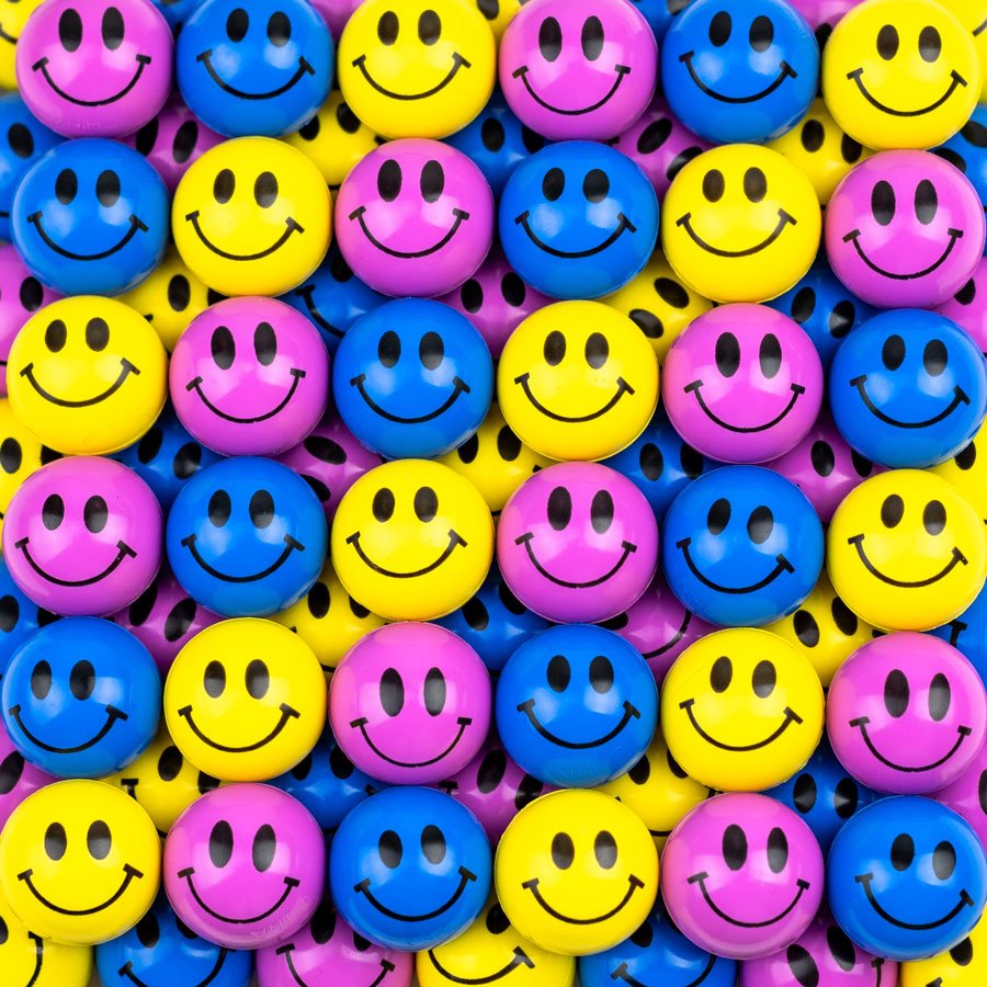 27mm (1.05in) Happy Face Hi-Bounce Ball Mix (250 pcs)