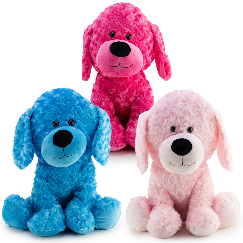 Sitting Dog Plush 20in Asst