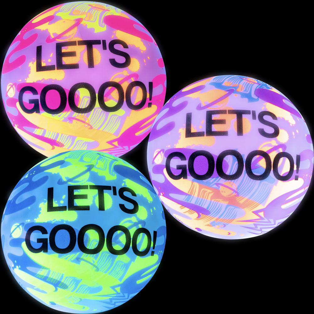 6in Neon Space Balls w/LET'S GOOOO!  Logo (3 Colors) (100pcs)