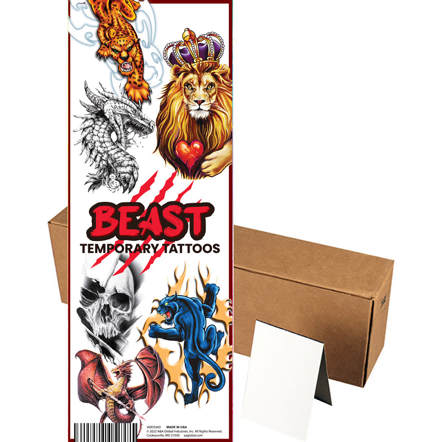 Beast Temporary Tattoos in Folders (300pcs)