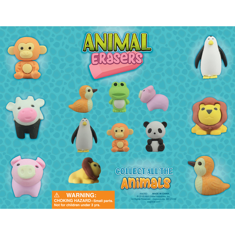 Animal Erasers Display Card