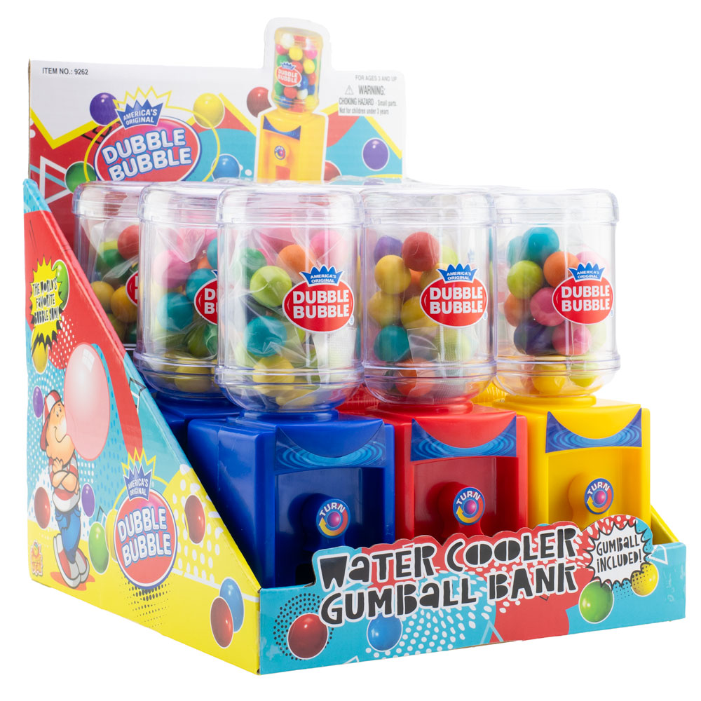 Dubble Bubble 7in Water Cooler Gumball Bank w/Gumballs Display Box (9ct)