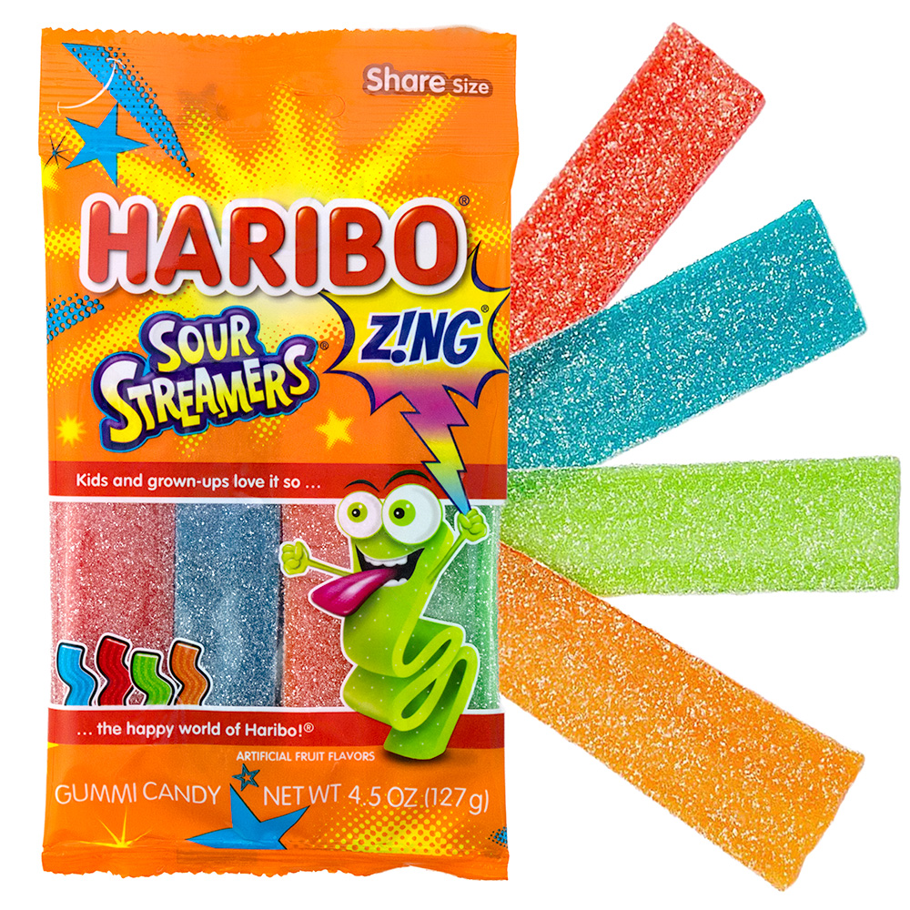 Haribo® Peg Bag Zing Sour Streamers (12ct)