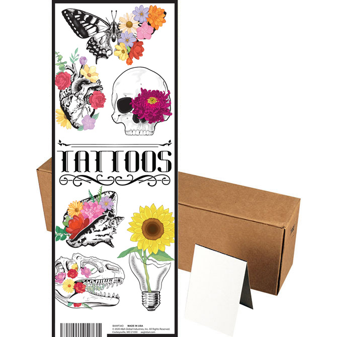 Floral Flash Temporary Tattoos in Folders (300pcs)