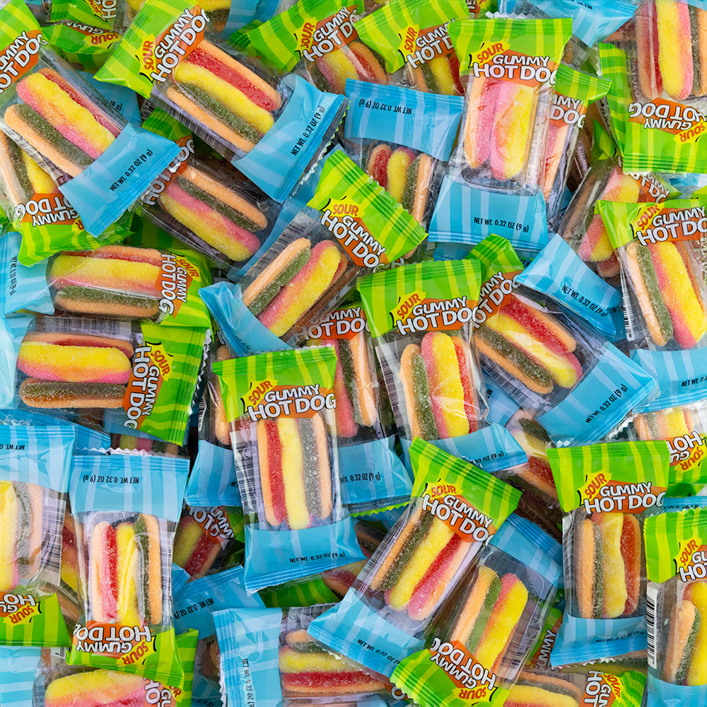 Sour Gummy Hotdogs Bulk Bag (100pcs)