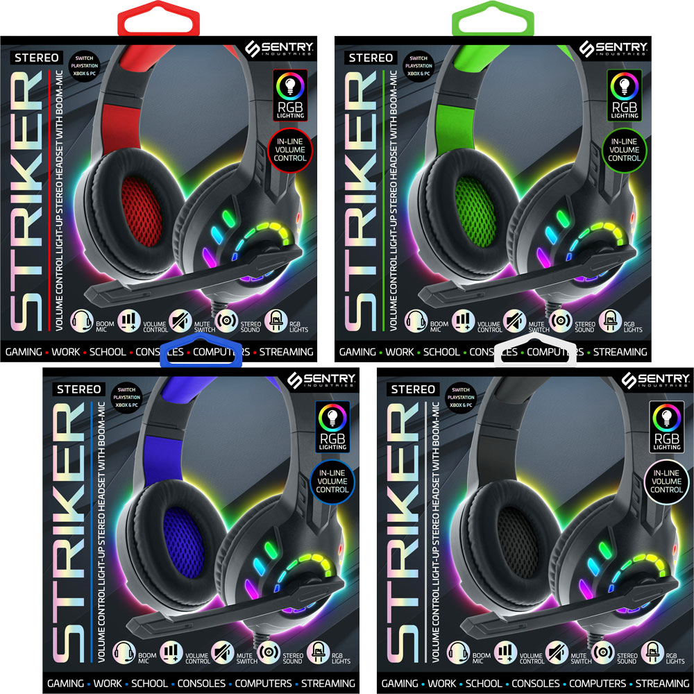 Striker Light-Up Gaming Headphones Asst