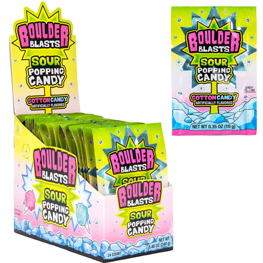 Boulder Blast Sour Popping Cotton Candy Display Box (24pcs)