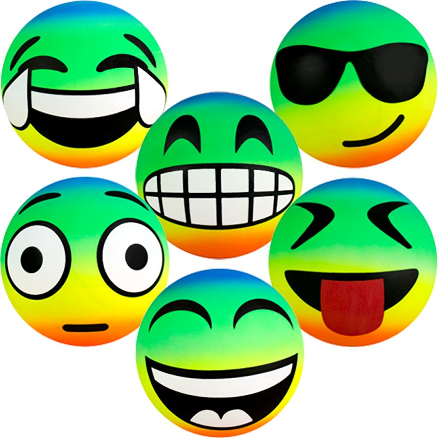 6in Inflatable Rainbow Emoji Vinyl Balls (100pcs)