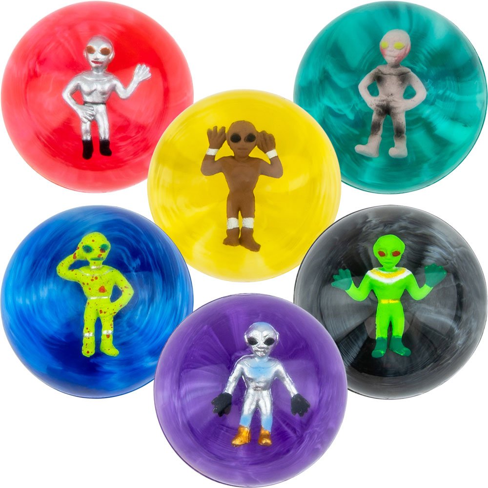 45mm (1.75in)  3-D Hi-Bounce Alien Ball Mix (12 pcs)