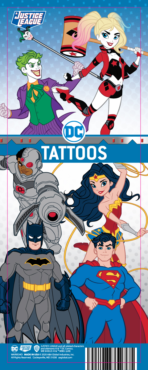 DC Comics™ Character Tattoos Display Card