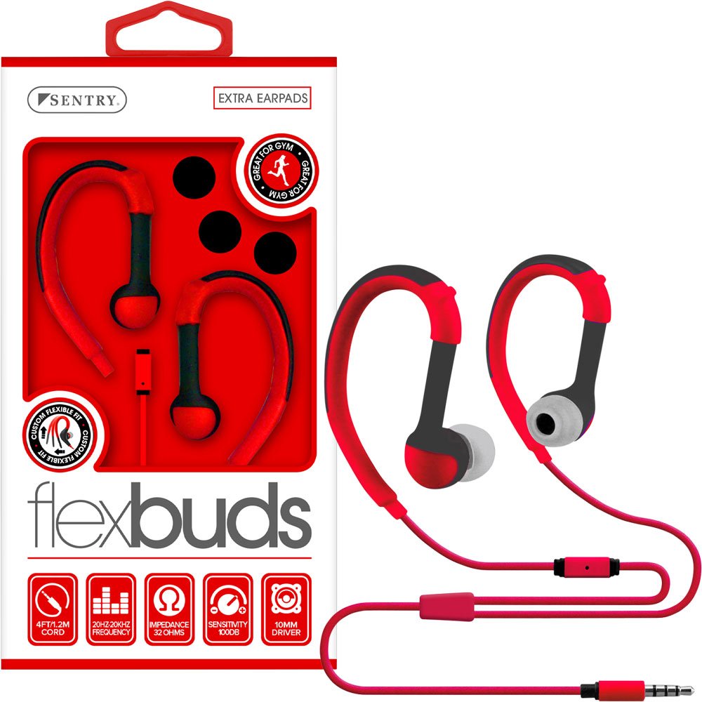 Flexbuds Wired Earbuds with Mic-Red