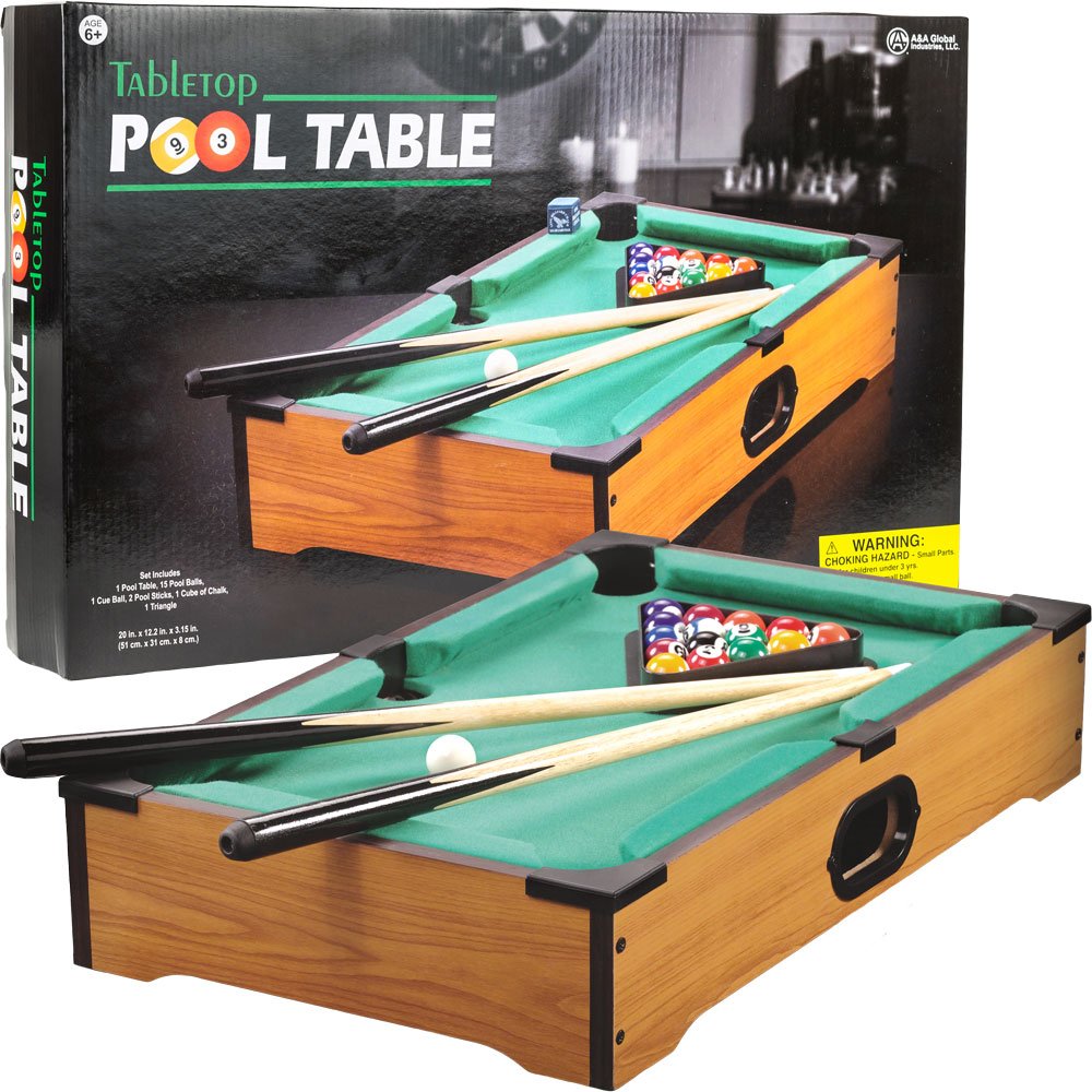 Tabletop Billiard Pool Table Set 20in
