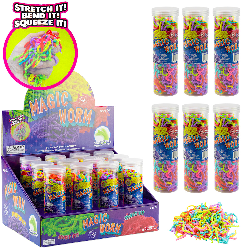 Magic Worms in Tubes Multi Colors 8in (12pcs)