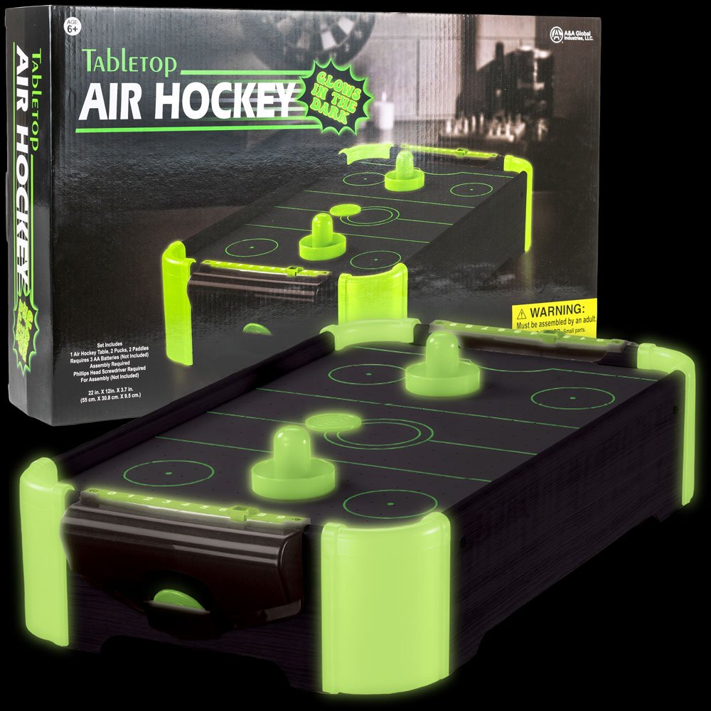 Glow-in-the-Dark Tabletop Air Hockey Set 20in