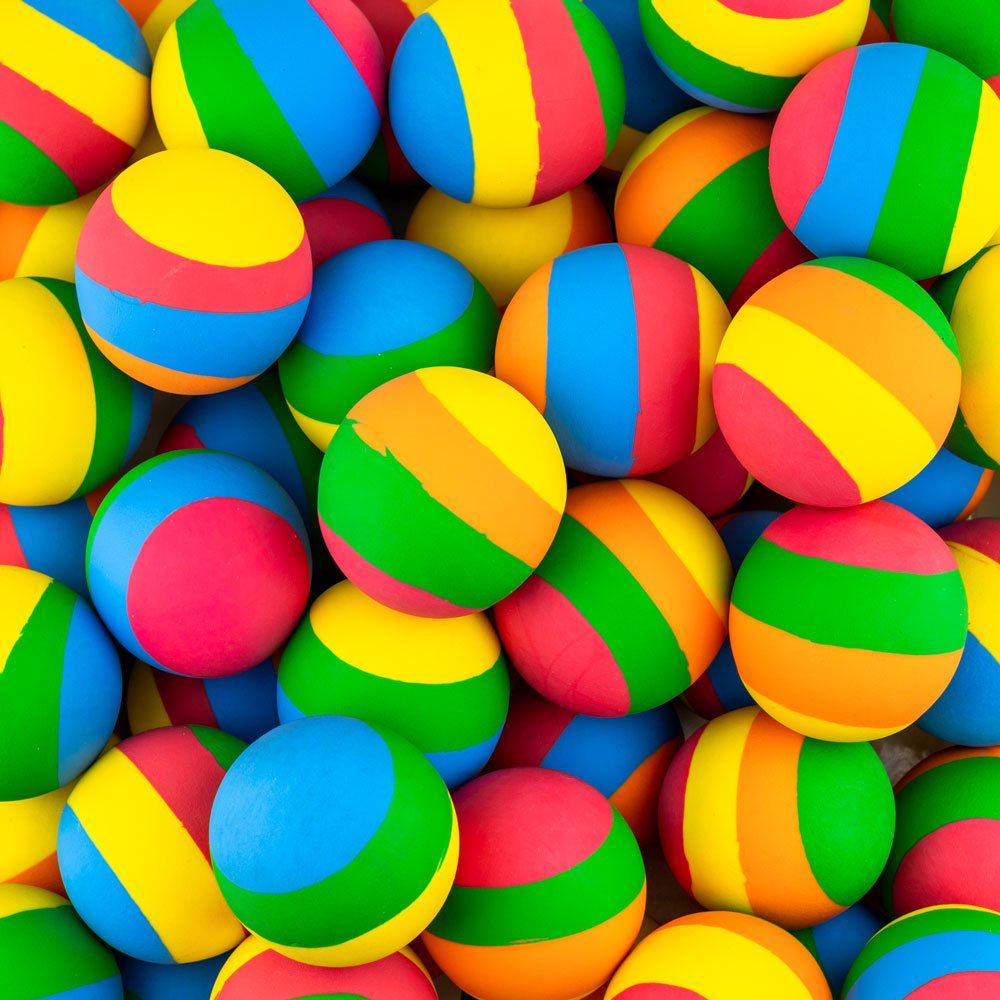 45mm (1.75in) 4 Color Rainbow Hi-Bounce Balls (50 pcs)
