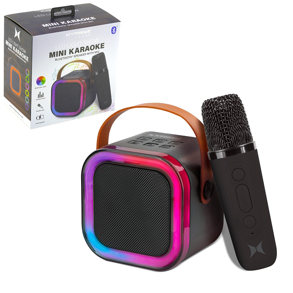 LED Light Show Mini Karaoke Bluetooth Speaker with Mic