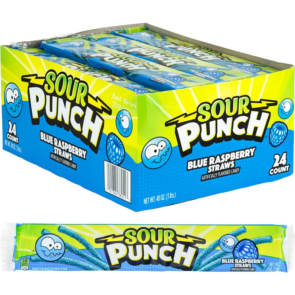 Sour Punch® Straws Blue Raspberry (24pcs)