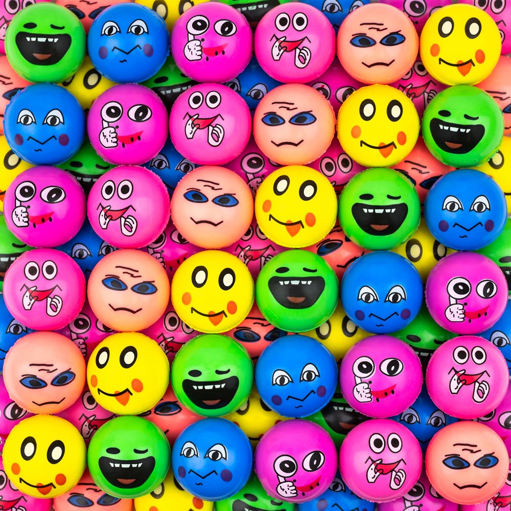 25mm (.98in) Printed Emoticon Hi-Bounce Ball Mix (250 pcs)