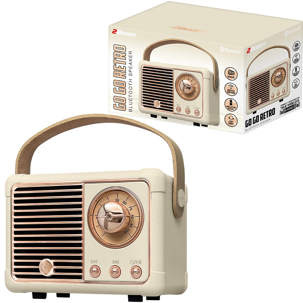 Go Go Retro Bluetooth Speaker Square w/Ivory Handle