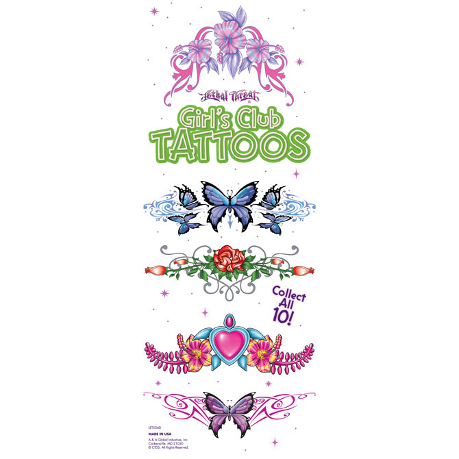 Girls' Club Tattoos by Lethal Threat® Display Card