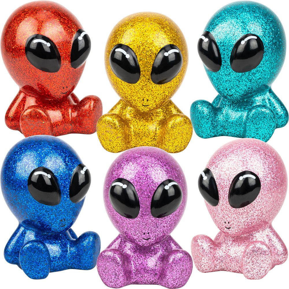 Glitter Sitting Aliens 6in (12pcs)