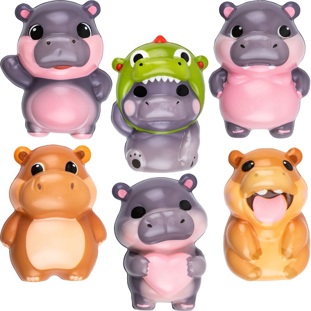 Squishy Bagged Hippo 4in Asst (12pcs)