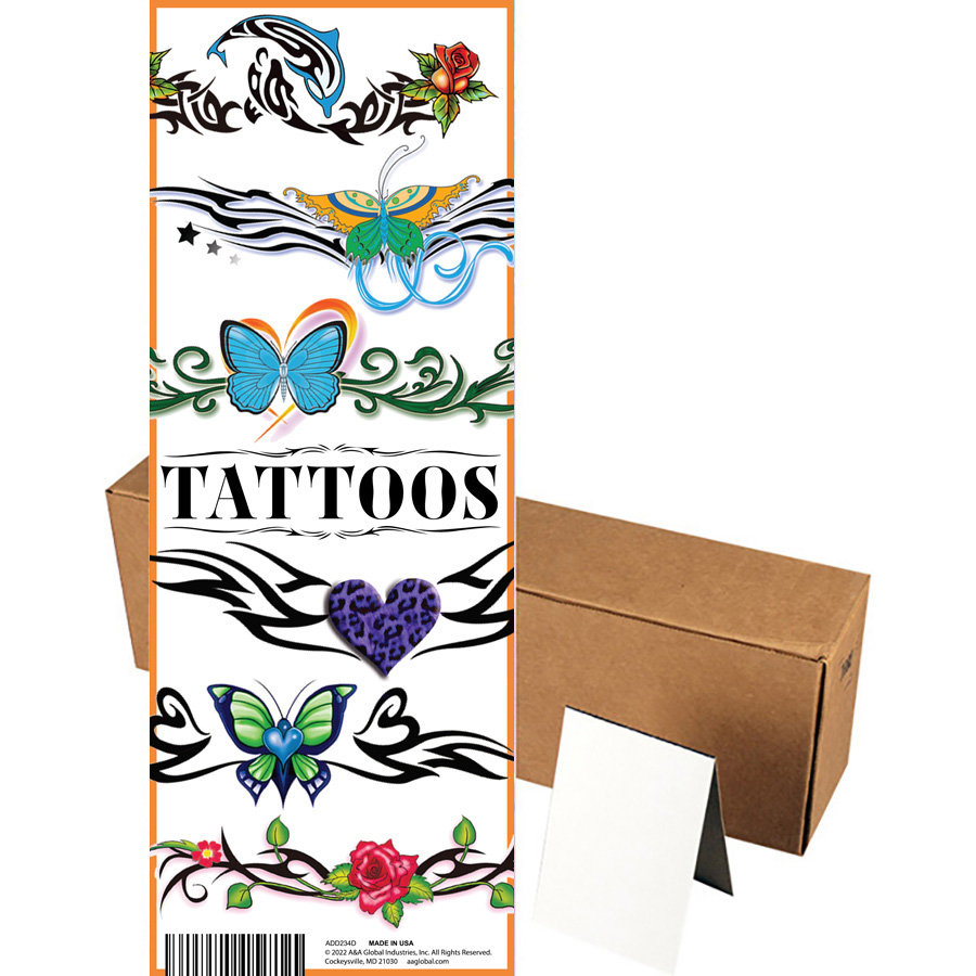 Arms and Ankles Temporary Tattoos in Folders (300pcs)