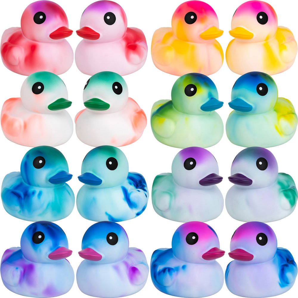 Rubber Marble Color Ducks 6in (12 pcs)